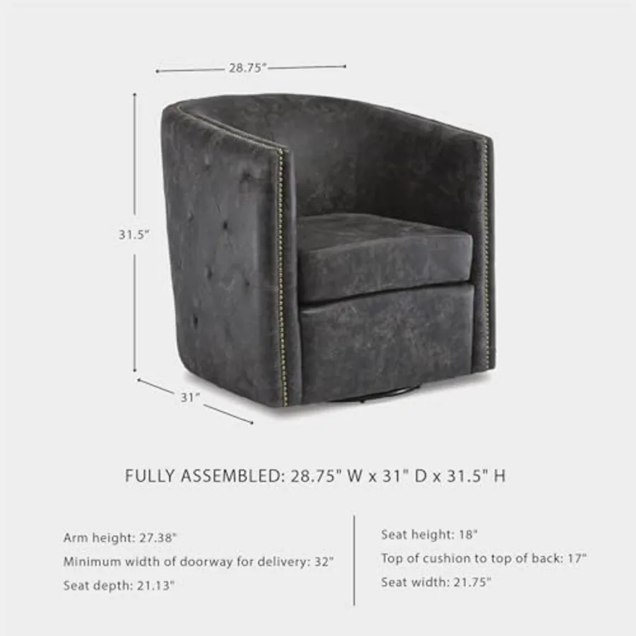 Brentlow Tufted Barrel Accent Swivel Chair view 3
