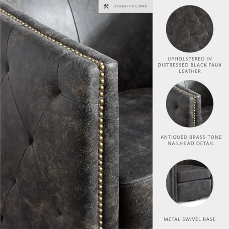 Brentlow Tufted Barrel Accent Swivel Chair view 4