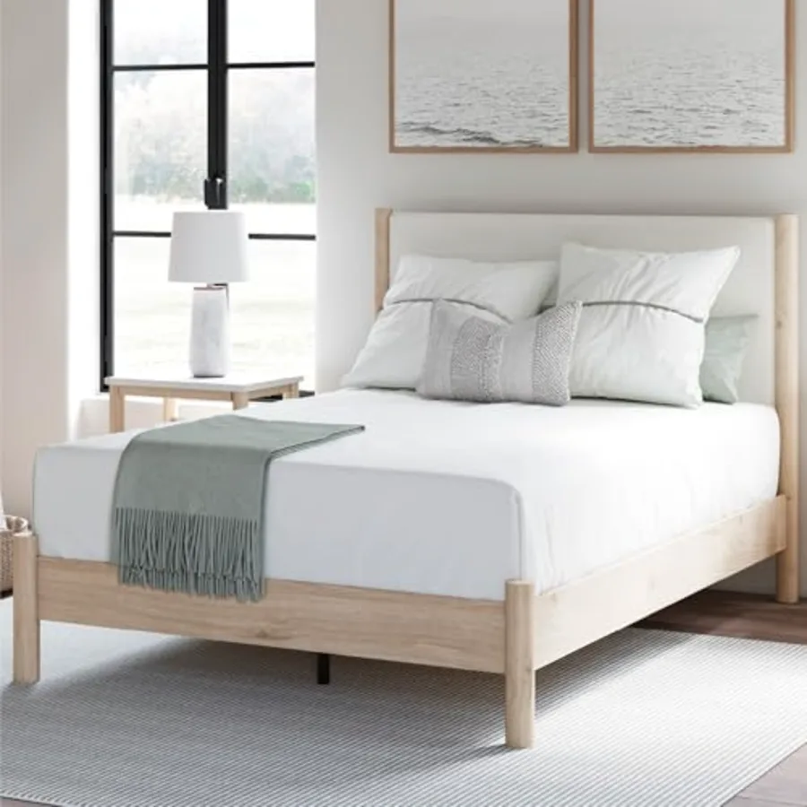 Cadmori Scandinavian Queen Upholstered Platform Bed view 2