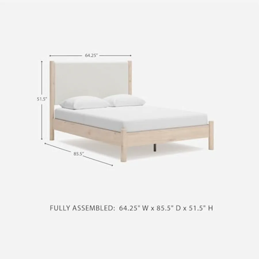 Cadmori Scandinavian Queen Upholstered Platform Bed view 3