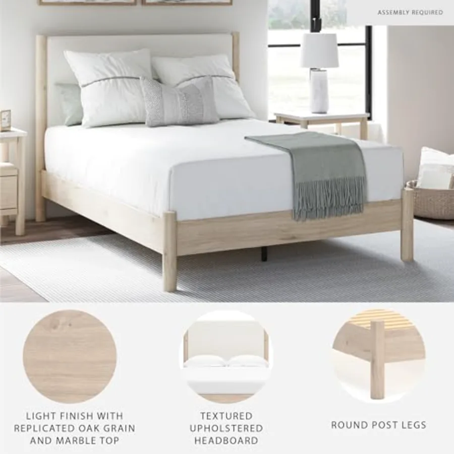 Cadmori Scandinavian Queen Upholstered Platform Bed view 4