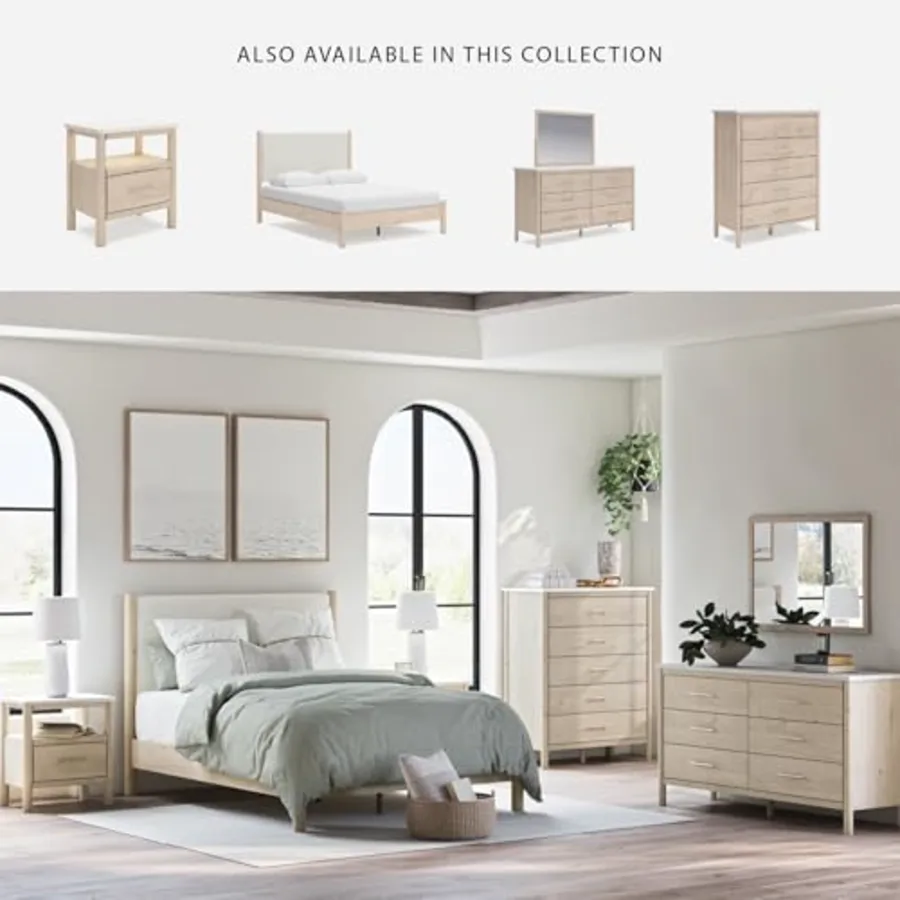Cadmori Scandinavian Queen Upholstered Platform Bed view 5