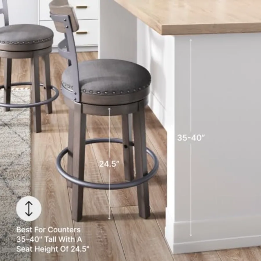 Caitbrook Farmhouse Swivel 24" Counter Height Barstool view 4