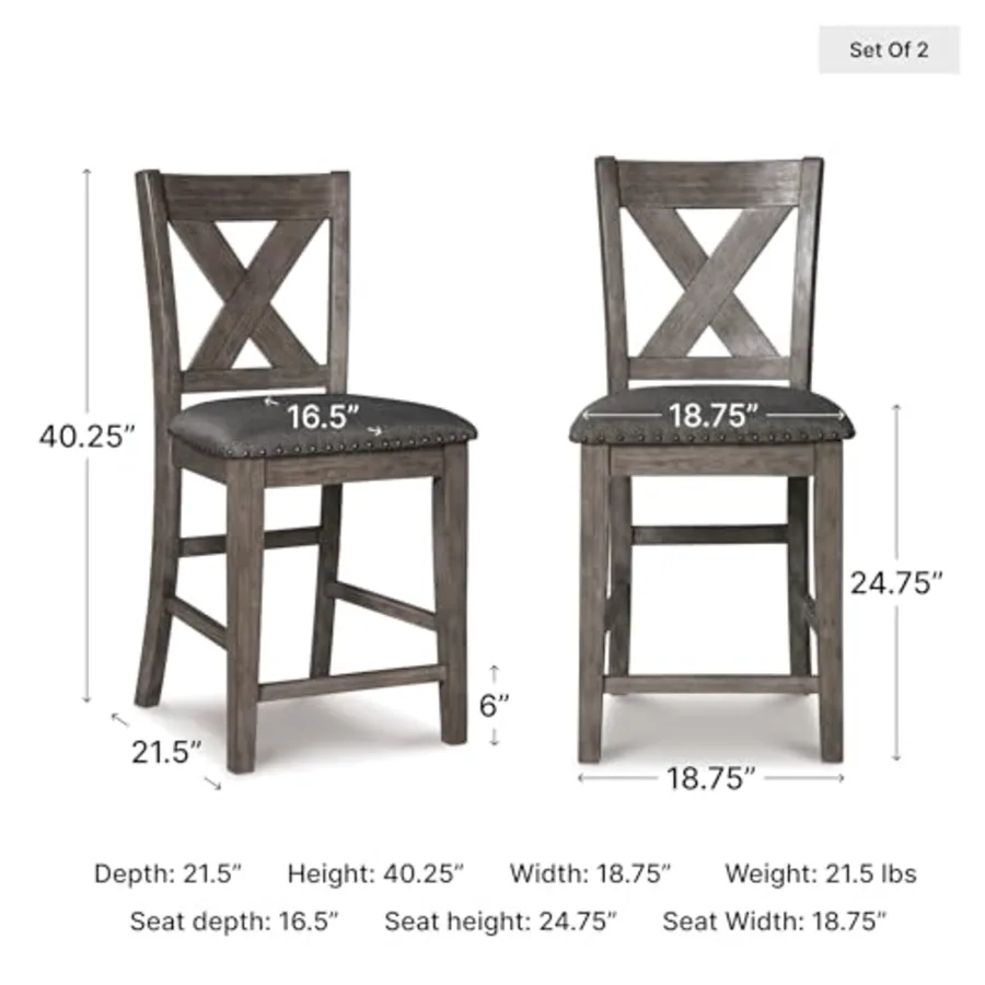 Caitbrook Rustic 24.63" Counter Height Upholstered Barstool view 3
