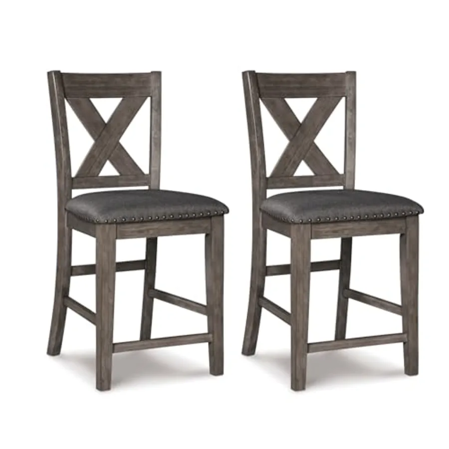 Caitbrook Rustic 24.63" Counter Height Upholstered Barstool