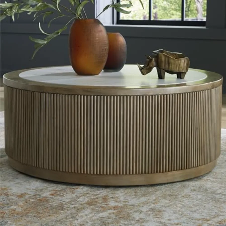 Camdill Round Coffee Table 42 Inch with Wheels view 2