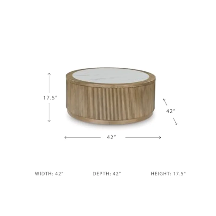 Camdill Round Coffee Table 42 Inch with Wheels view 3