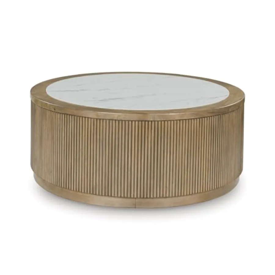 Camdill Round Coffee Table 42 Inch with Wheels