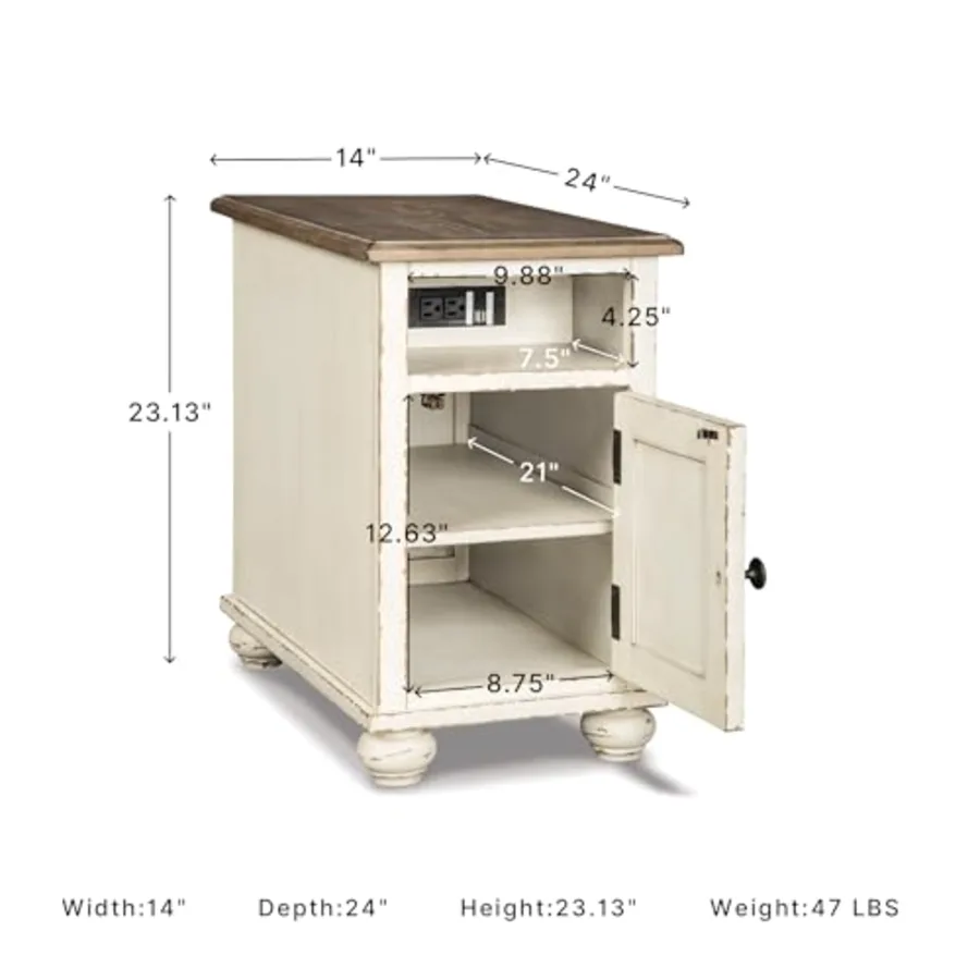 Chairside End Table with Charging Station view 3