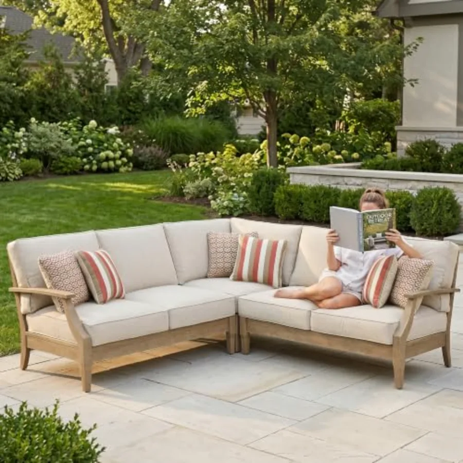 Clare View 3-Piece Wood Patio Sectional view 2