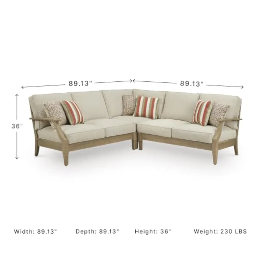 Clare View 3-Piece Wood Patio Sectional view 3