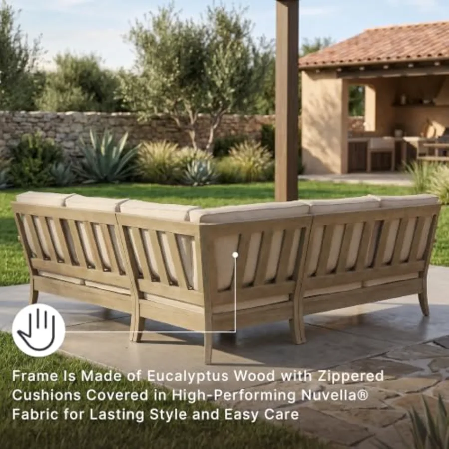 Clare View 3-Piece Wood Patio Sectional view 4