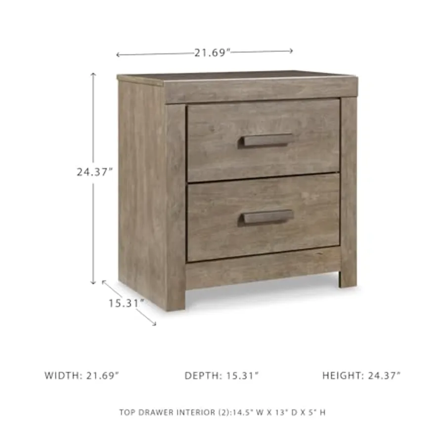 Culverbach Modern 2 Drawer Nightstand with 2 USB Charging view 3