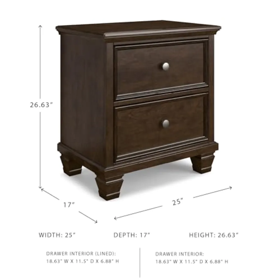 Danabrin Classic 2 Drawer Nightstand for Bedroom view 3