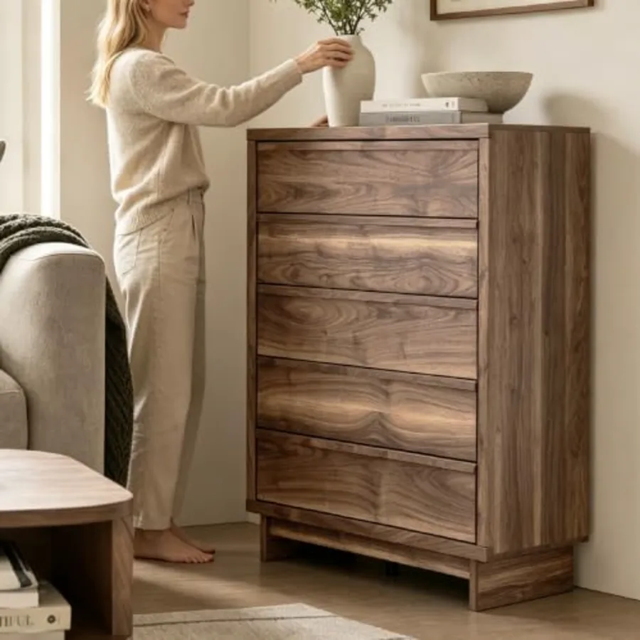 Darcalli Casual 5-Drawer Wide Chest with Easy Glide view 2