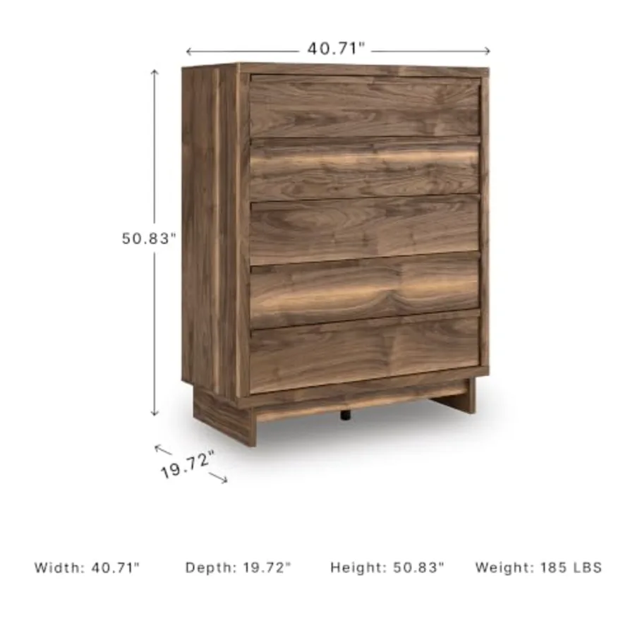 Darcalli Casual 5-Drawer Wide Chest with Easy Glide view 3