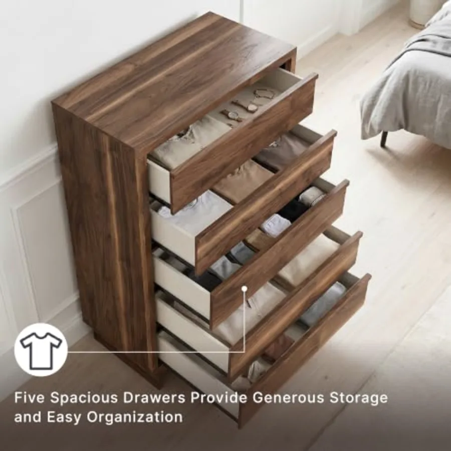 Darcalli Casual 5-Drawer Wide Chest with Easy Glide view 4