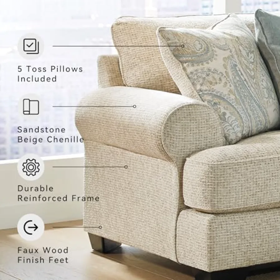 Deep Seat Chenille Sofa view 4