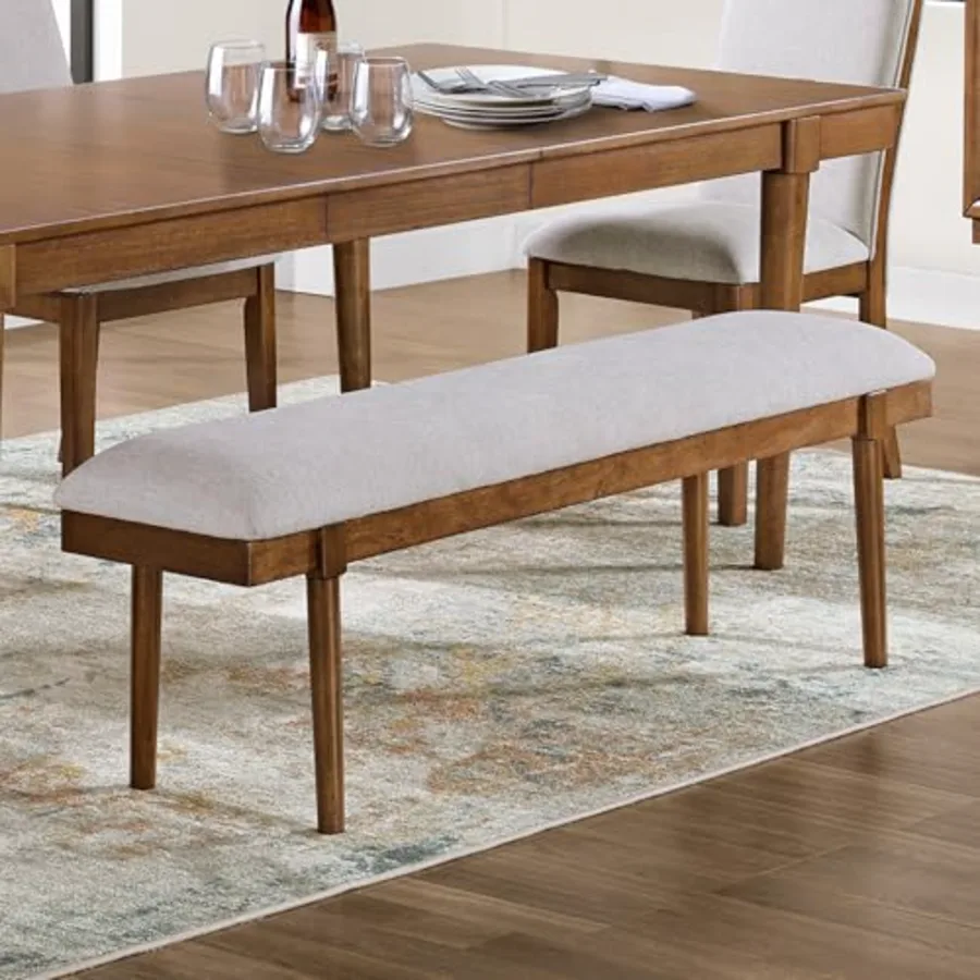 Dining Bench 59" Backless Upholstered Wood view 2