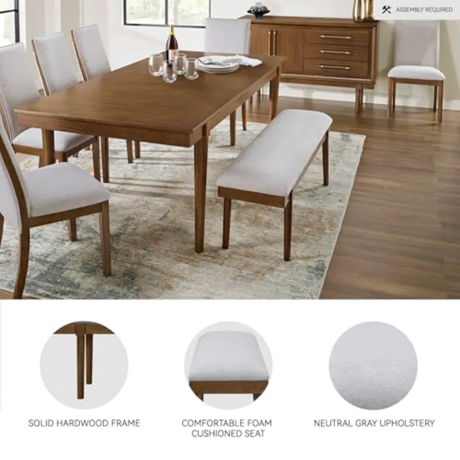 Dining Bench 59" Backless Upholstered Wood view 4