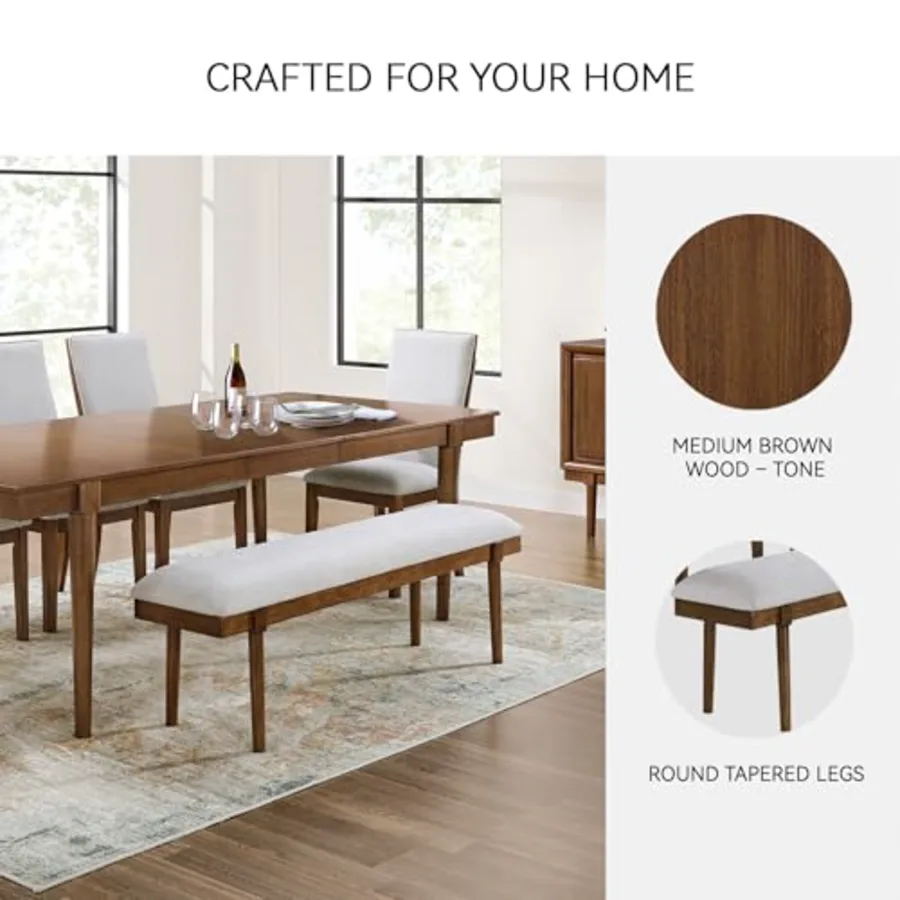 Dining Bench 59" Backless Upholstered Wood view 5