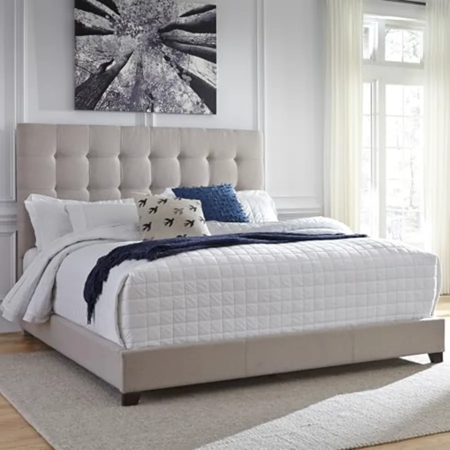 Dolante Modern Farmhouse Button-Tufted Upholstered Platform view 2