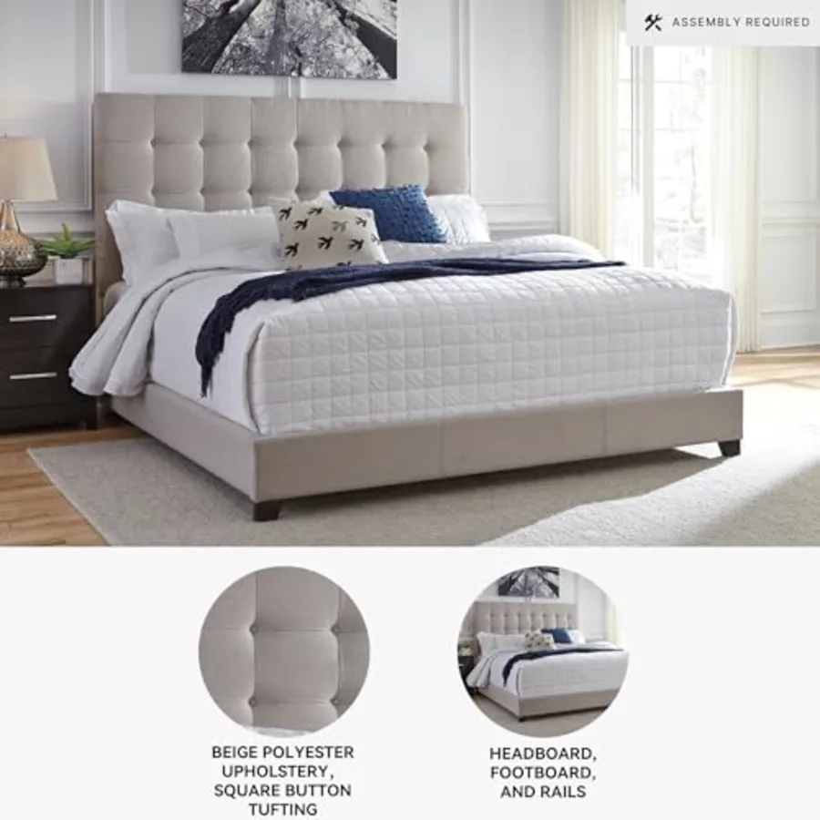 Dolante Modern Farmhouse Button-Tufted Upholstered Platform view 4
