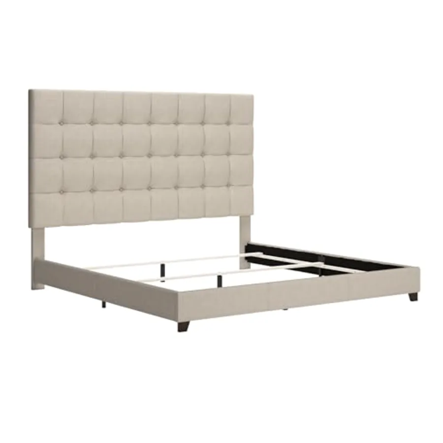 Dolante Modern Farmhouse Button-Tufted Upholstered Platform