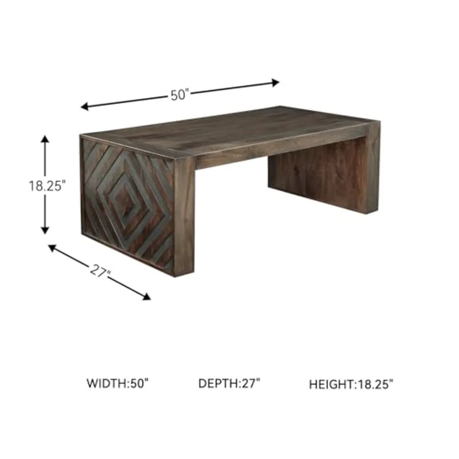 Dreggan Casual Coffee Table with Carved Diamond Pattern view 3