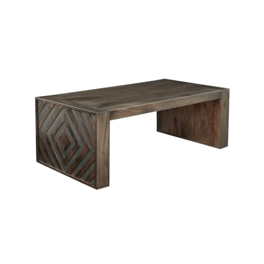 Dreggan Casual Coffee Table with Carved Diamond Pattern