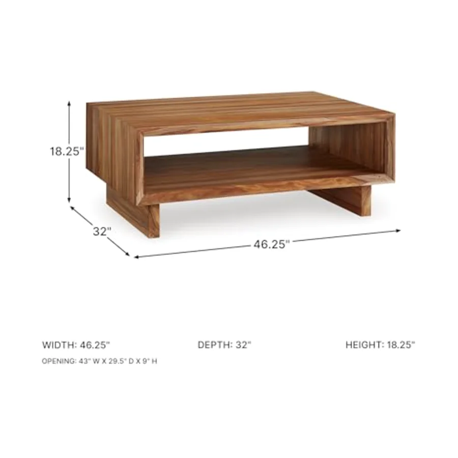 Dressonni Rustic Coffee Table with 1 Open Lower Shelf view 3