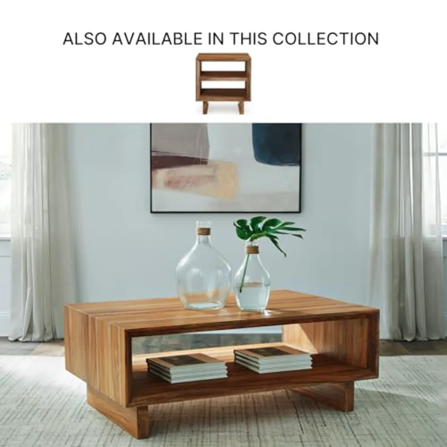 Dressonni Rustic Coffee Table with 1 Open Lower Shelf view 5