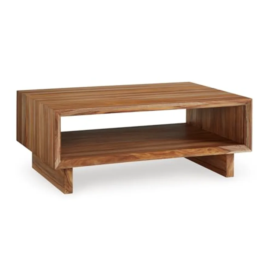 Dressonni Rustic Coffee Table with 1 Open Lower Shelf