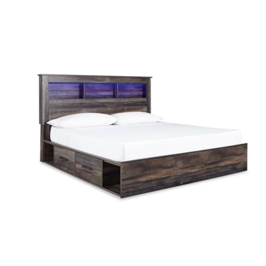 Drystan King Bookcase Bed Frame with Drawers