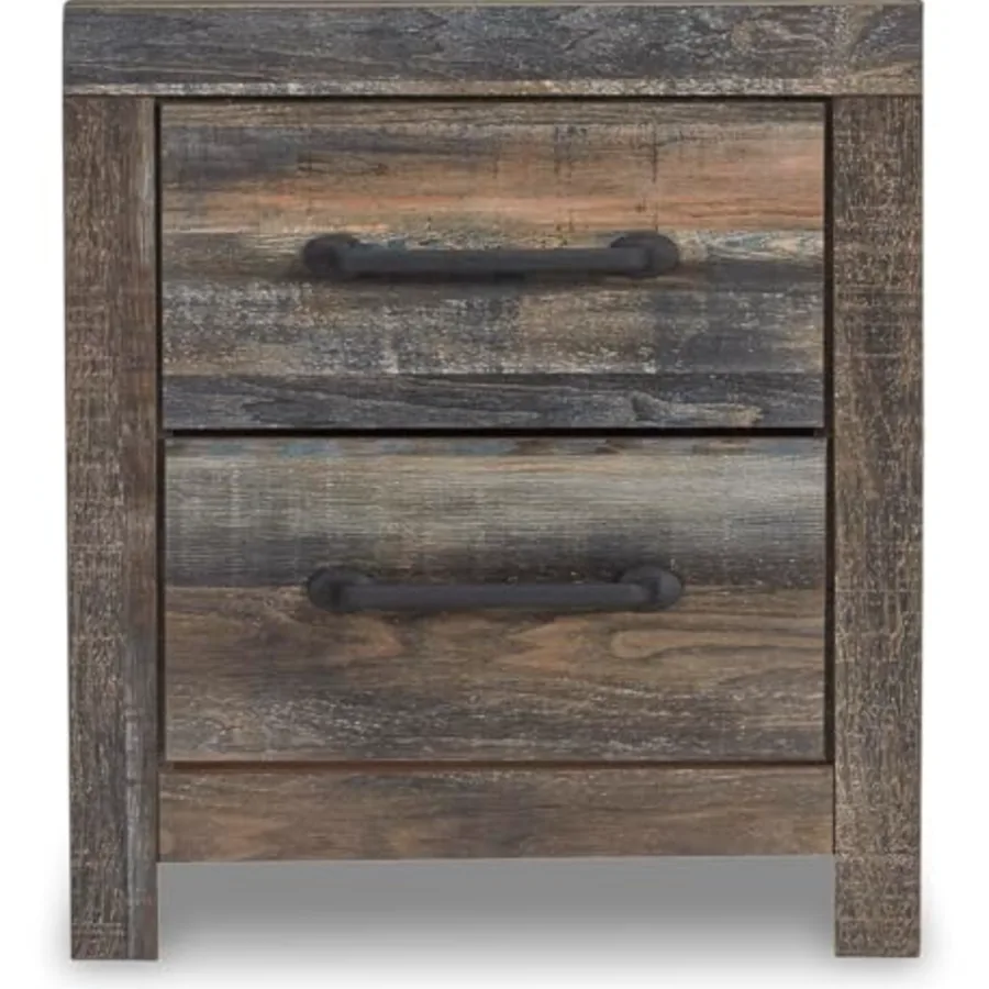 Drystan Rustic Industrial 2 Drawer Nightstand with 2 view 4