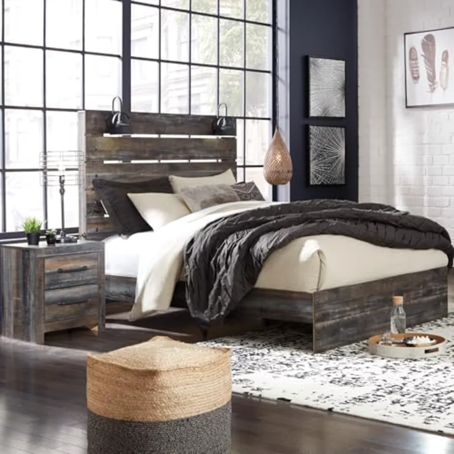 Drystan Rustic King Size Bed Frame with LED view 2