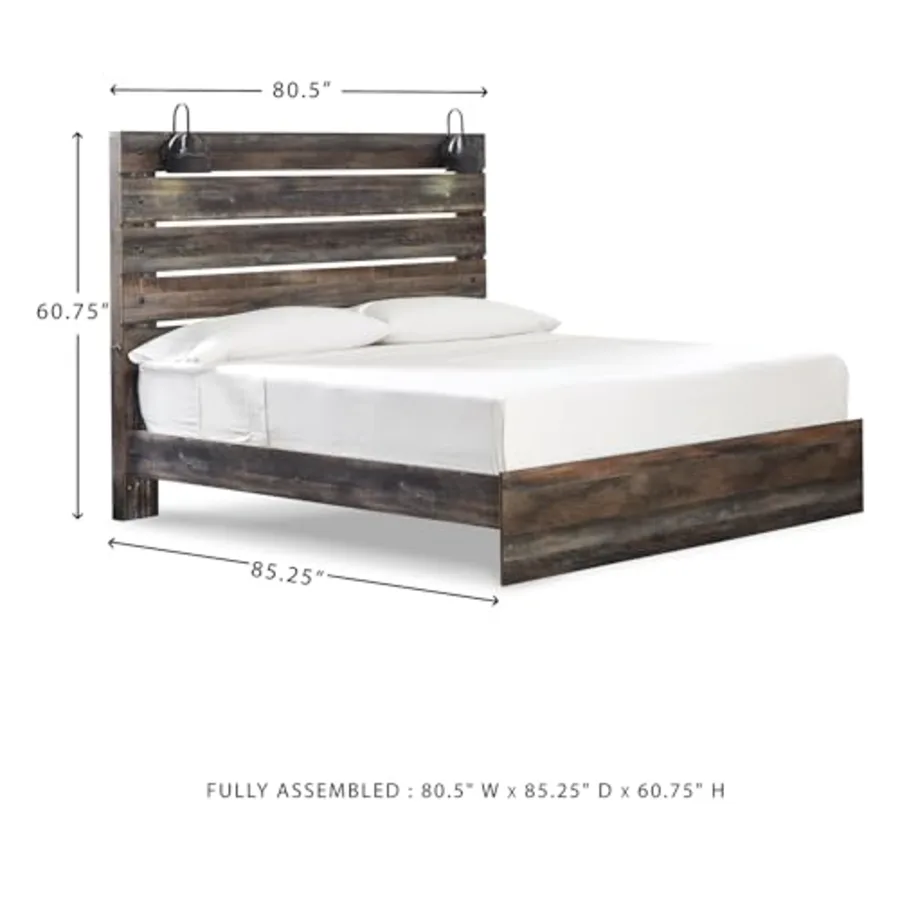 Drystan Rustic King Size Bed Frame with LED view 3