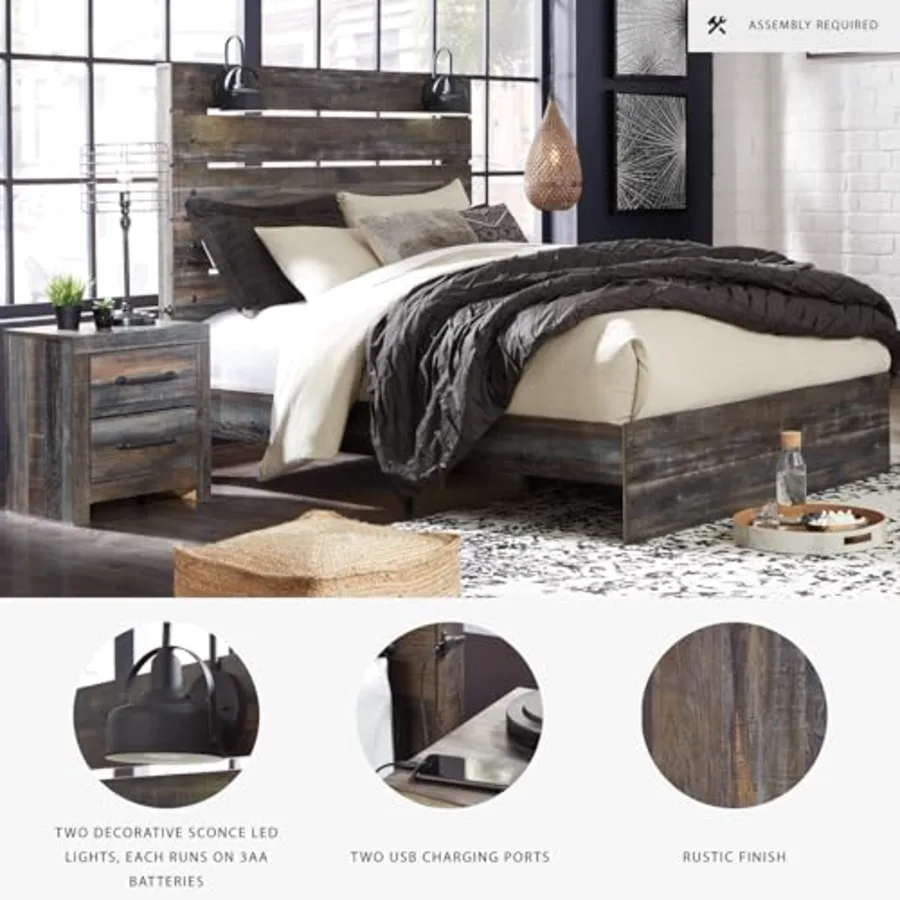 Drystan Rustic King Size Bed Frame with LED view 4