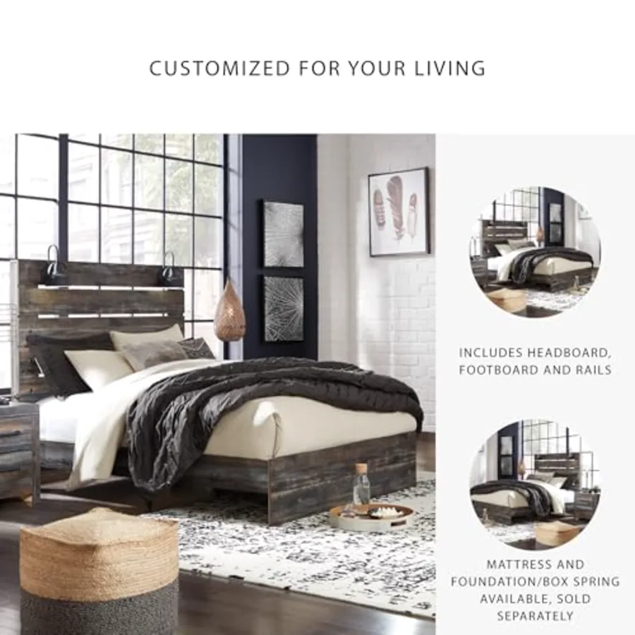Drystan Rustic King Size Bed Frame with LED view 5