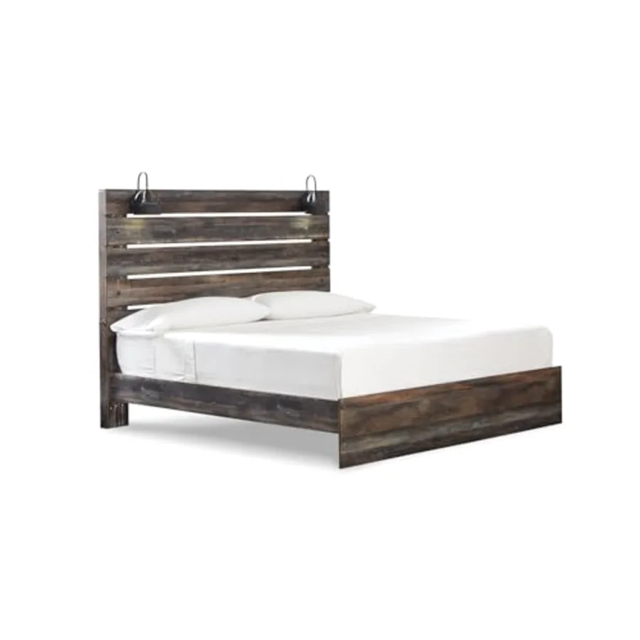 Drystan Rustic King Size Bed Frame with LED