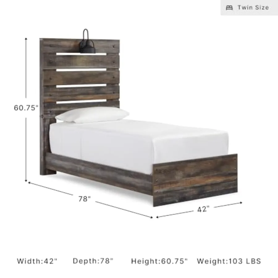 Drystan Twin Panel Bed with Light view 2