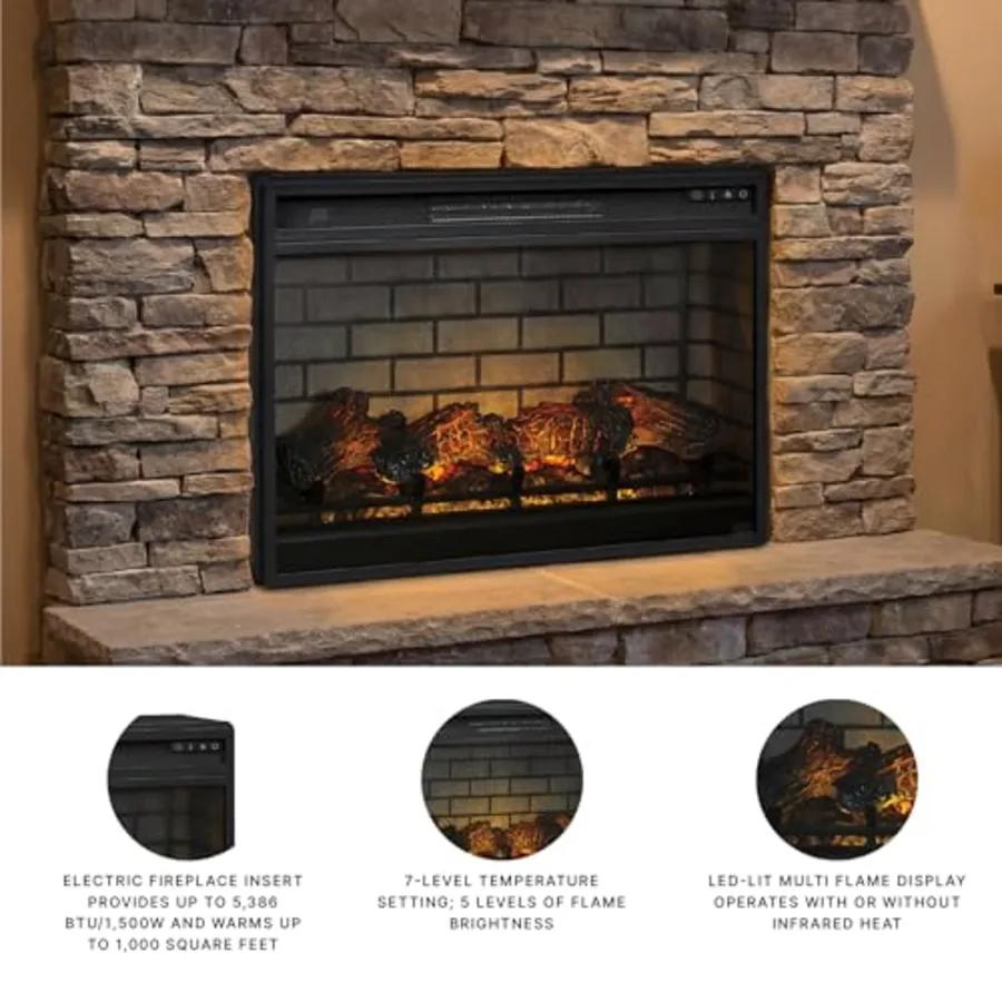 Electric Infrared Fireplace Insert with LED view 3