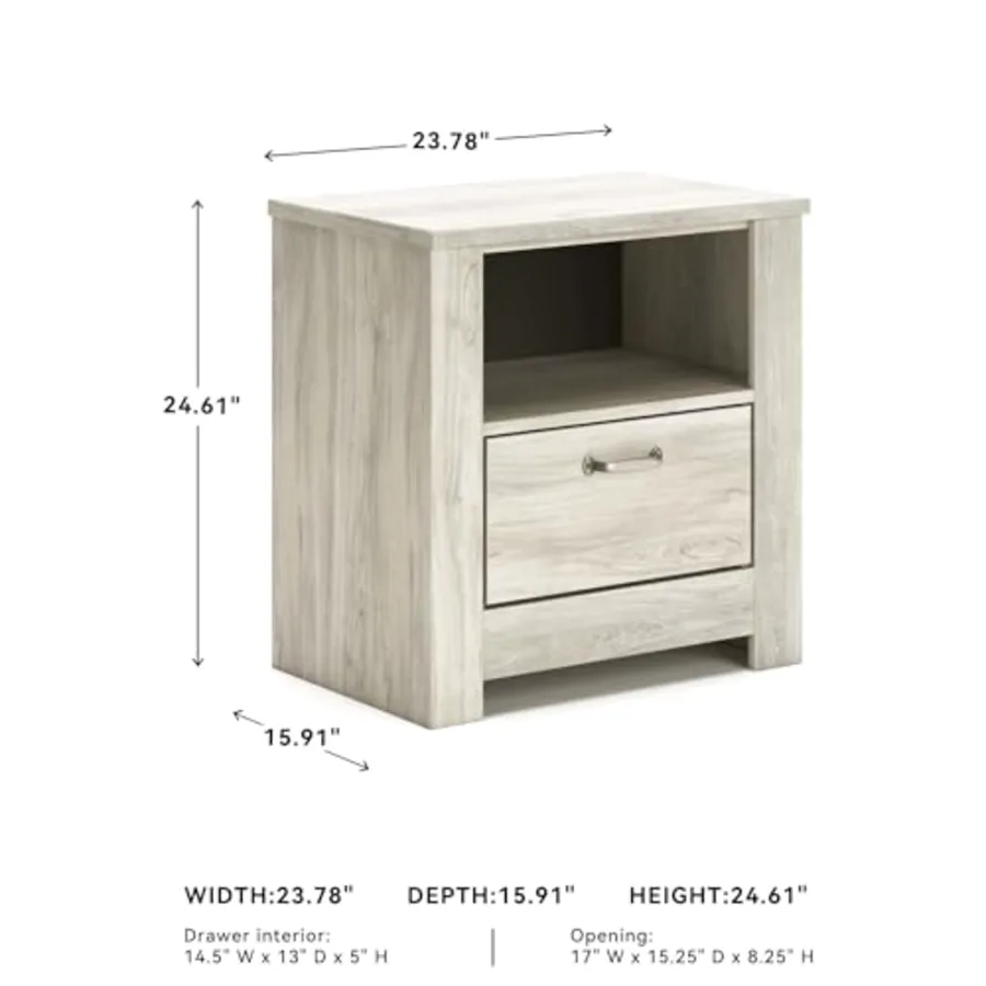 Farmhouse Nightstand Whitewash Bedside Table view 3