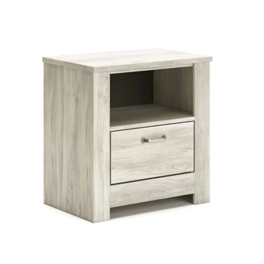 Farmhouse Nightstand Whitewash Bedside Table