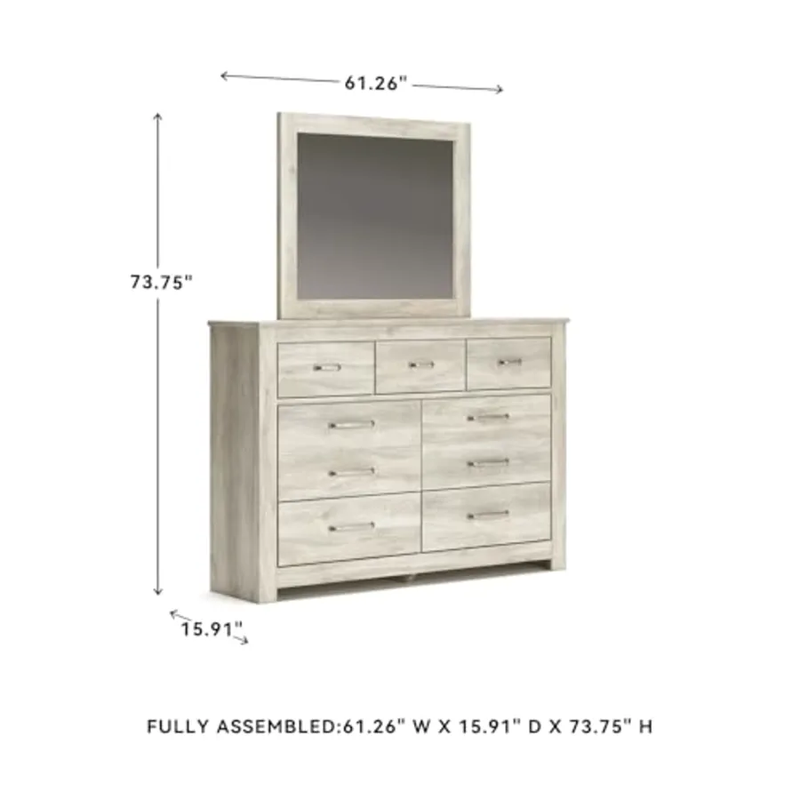Farmhouse White Whitewash Dresser and Mirror view 3