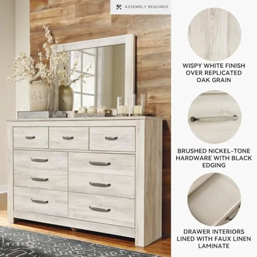 Farmhouse White Whitewash Dresser and Mirror view 4