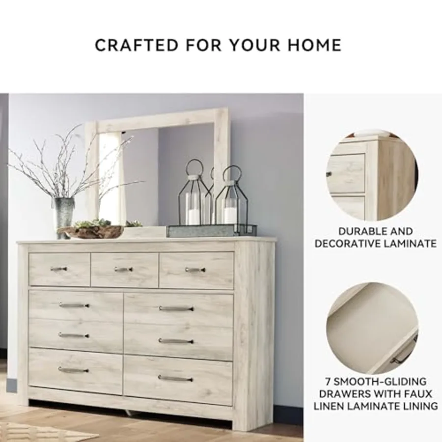 Farmhouse White Whitewash Dresser and Mirror view 5