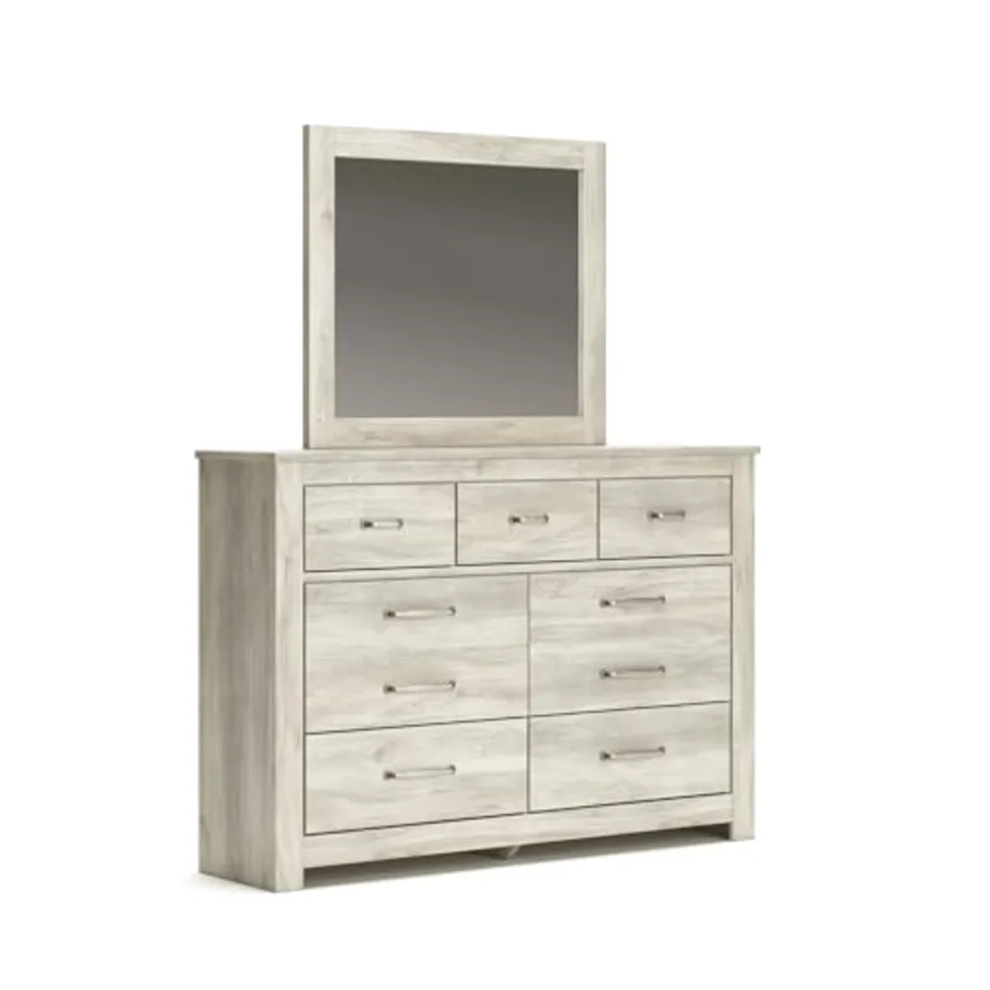 Farmhouse White Whitewash Dresser and Mirror