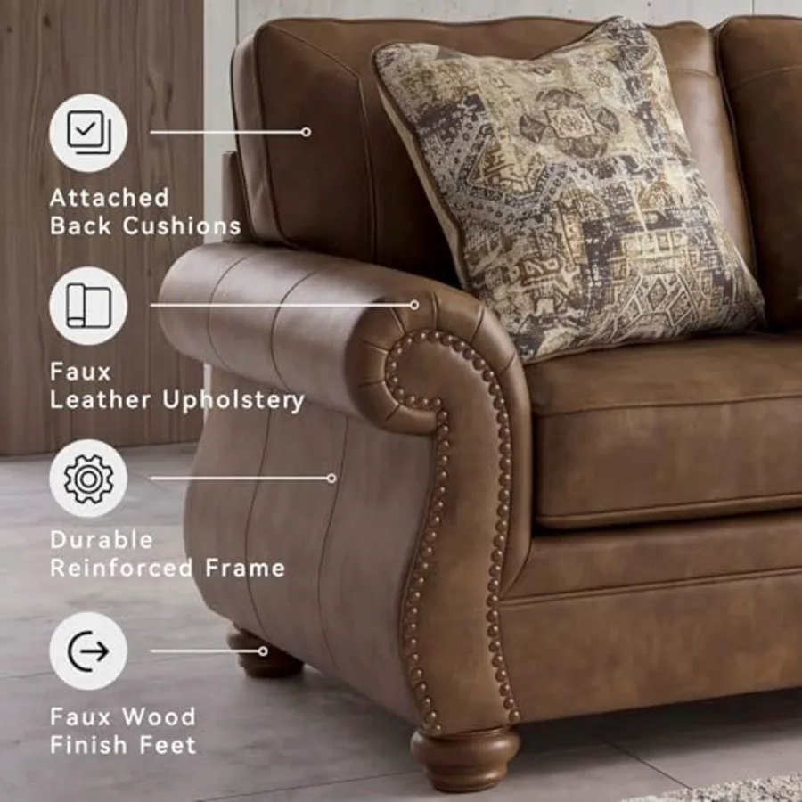 Faux Leather Sofa view 4
