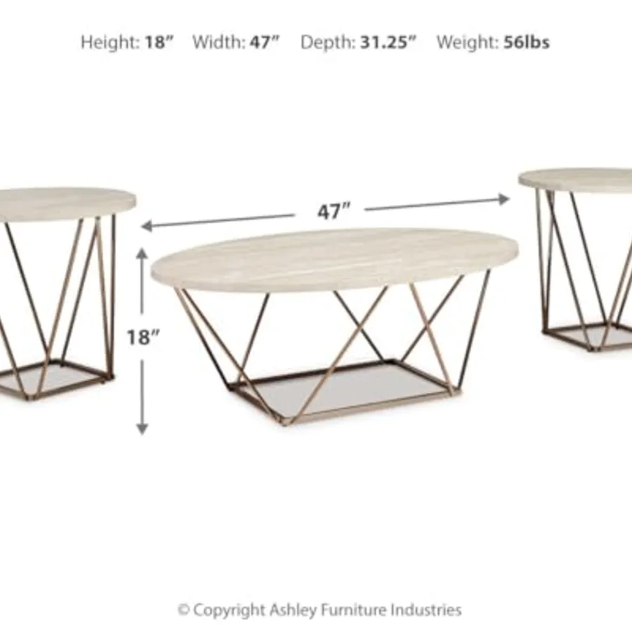Faux Marble Coffee Table Set of 3 view 2